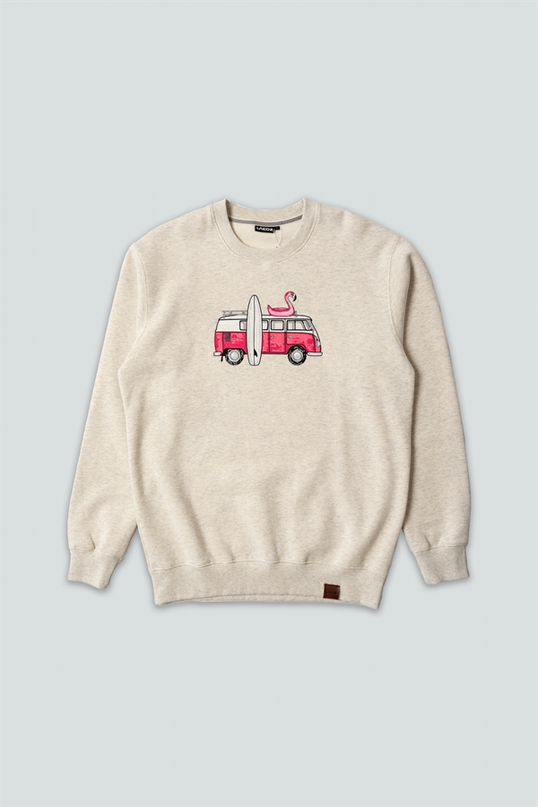 Lakor Pink Van Crewneck - Oatmeal